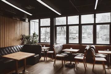 Cozy Scandinavian-style winter chalet interior illustration