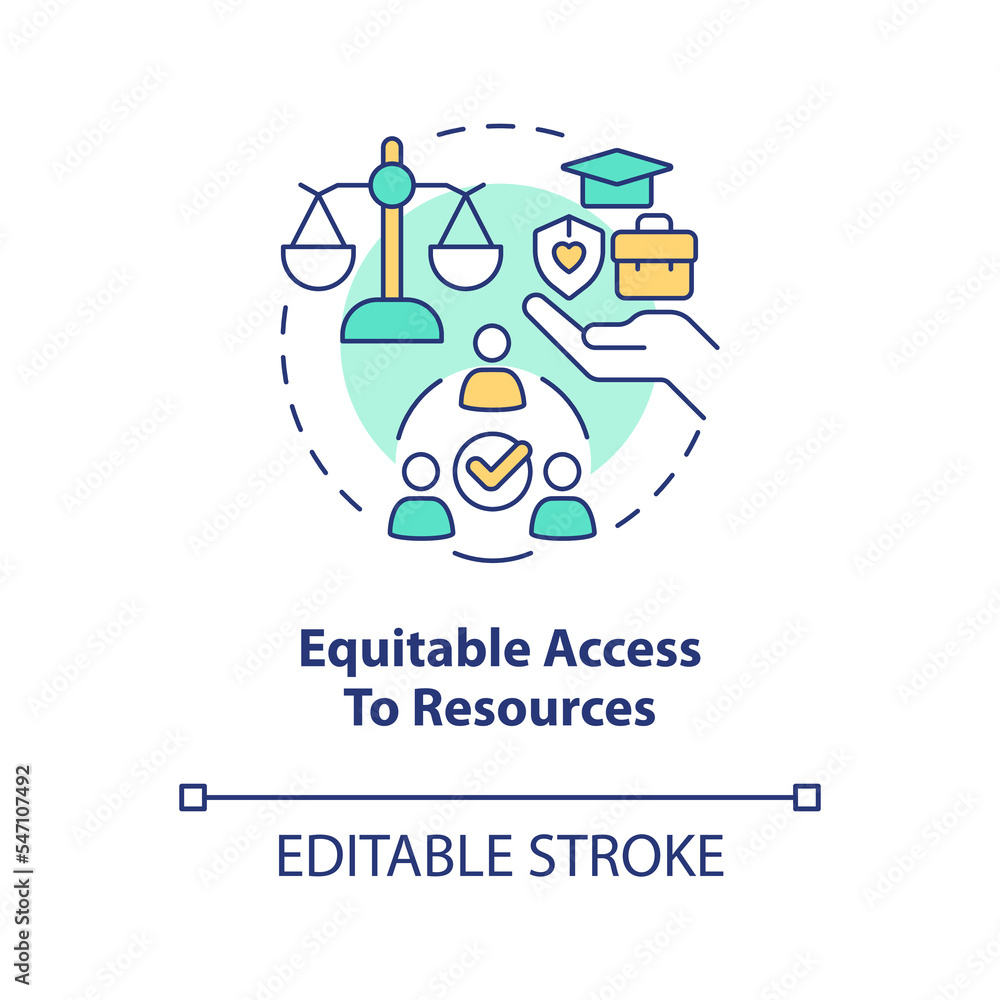 Poster equitable access to resources concept icon. characteristic of inclusive development abstract idea th