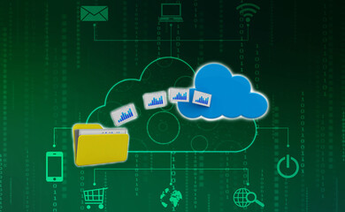 3d rendering Cloud computing concept, Cloud internet technology concept background, Cloud computing and network data Storage concept