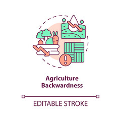 Naklejka premium Agriculture backwardness concept icon. Challenge in achieving inclusive development abstract idea thin line illustration. Isolated outline drawing. Editable stroke. Arial, Myriad Pro-Bold fonts used