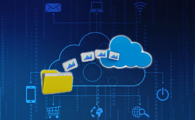 3d rendering Cloud computing concept, Cloud internet technology concept background, Cloud computing and network data Storage concept