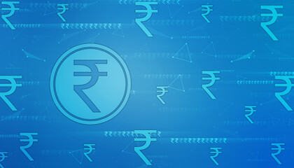 Indian Rupee symbol on financial Background, Growth of Indian stock market, Abstract finance background, Stock market Concept background