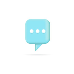 Blue square 3D speech bubble with three dots