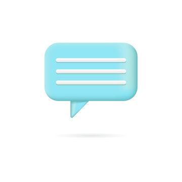 Blue 3D speech bubble with white lines