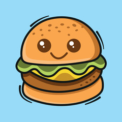 Illustration of Burger - Sandwich Vector - Burger Meal Drawing