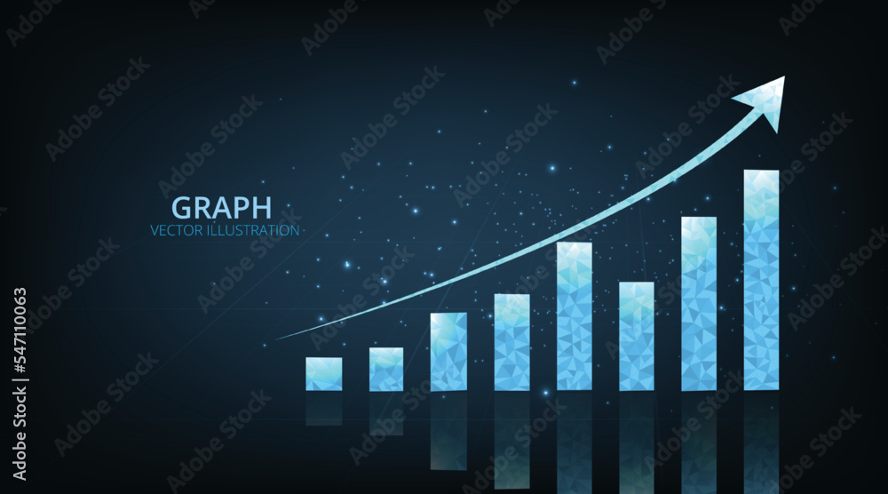 Leinwandbilder graph design on dark blue background. abstract image of a growth chart in glowing blue.digital econo