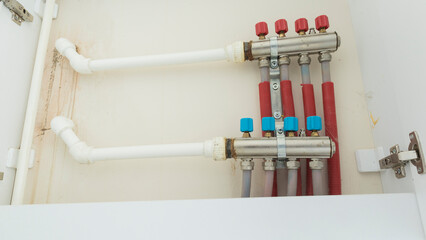 heating system distribution valves and cabinet