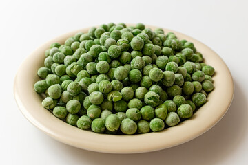 green peas on a white background