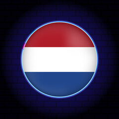 Neon Netherlands flag. Vector illustration.