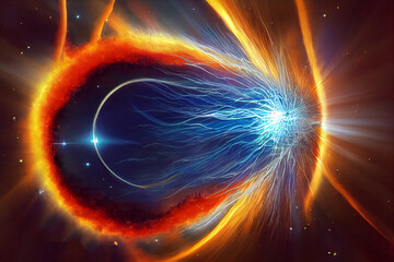 artistic view of Hypernova,  magnetorotational hypernova explosion event, digital art, illustration 