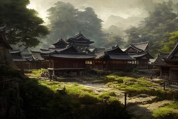 Ancient japanese village in the mountains