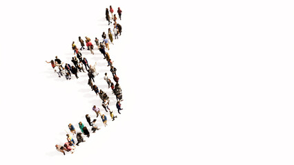 Concept or conceptual large community of people as the image of a volleyball player on white background.  A 3d illustration metaphor for sport, competition, training,  relaxation, family and fun