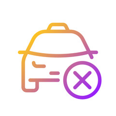 Rejected taxi order pixel perfect gradient linear ui icon. Restricted transport. Online service. Line color user interface symbol. Modern style pictogram. Vector isolated outline illustration