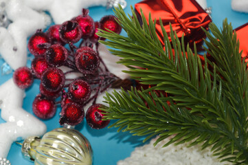 preparing for a Happy New Year and a Merry Christmas. background for the design of winter holidays. decor.