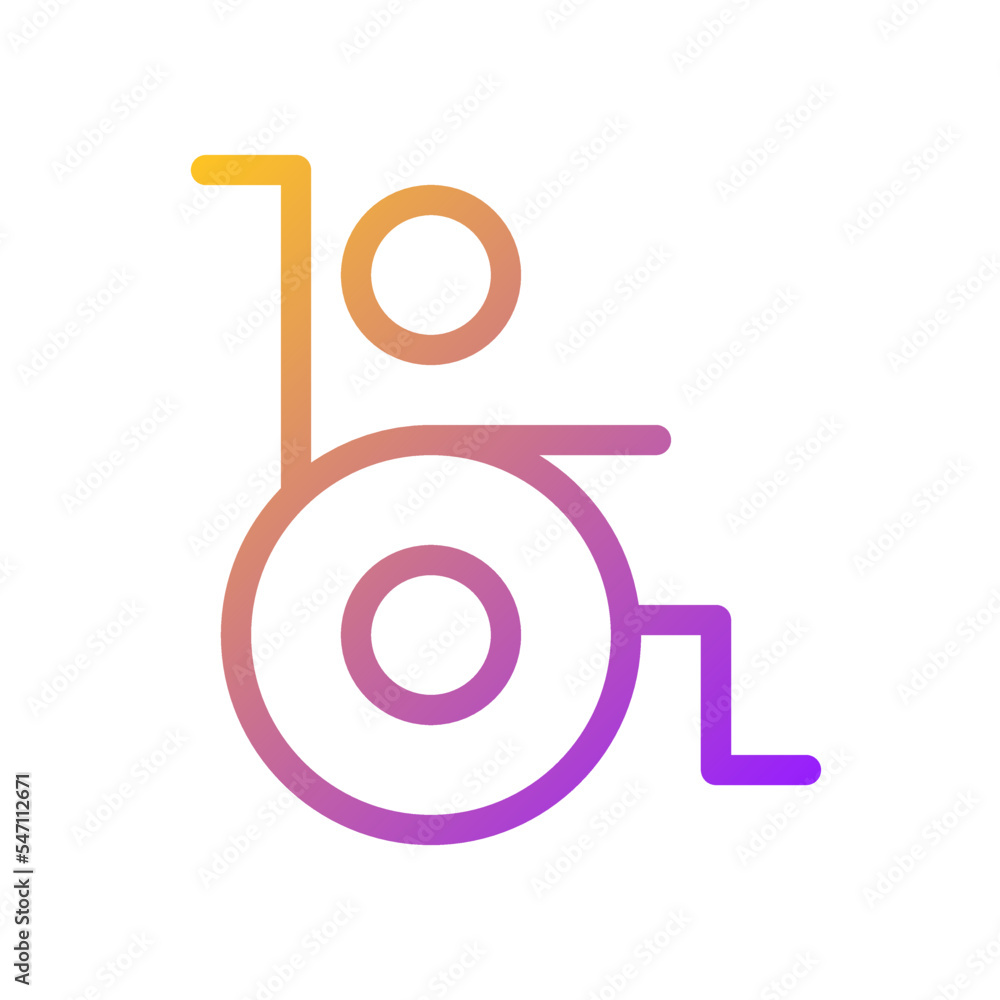 Poster person with disability pixel perfect gradient linear ui icon. figure in wheelchair. inclusion progra