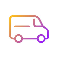 Van pixel perfect gradient linear ui icon. Small cargo automobile. Transportation service for customer. Line color user interface symbol. Modern style pictogram. Vector isolated outline illustration