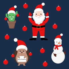 simple vector illustration Christmas set