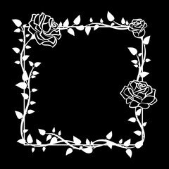 Frame of roses. Stylish ornamental border. Floral design elements. Vector illustration - 547112890