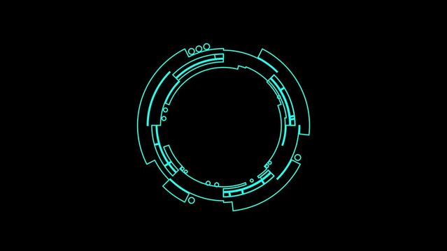Futuristic round target animation for video overlay. HUD display monitor for modern video effects and high technology
