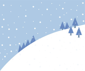 Winter landscape with snow. Flat illustration.