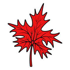Maple Leaf. The red part of the tree with veins. Emblem of Canada. Color vector illustration. Cartoon style. Isolated background. The leaf shape is crown-shaped. Idea for web design.