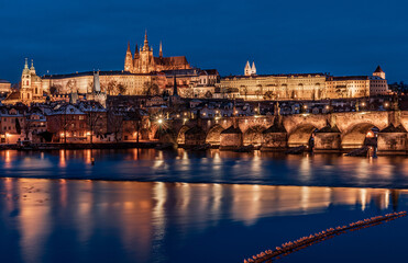 night, city, prague, architecture, castle, bridge, river, church, travel, europe, panorama, cityscape, building, view, cathedral, town, landmark, skyline, tourism, sunset, landscape, tower, sky, czech