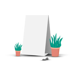 Blank promotion stand on a white background. Vector illustration. Advertising banner folded into a 3D style isolated white background