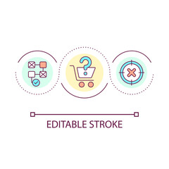 Customer experience mistakes loop concept icon. Marketing strategy. Attracting new clients challenge abstract idea thin line illustration. Isolated outline drawing. Editable stroke. Arial font used