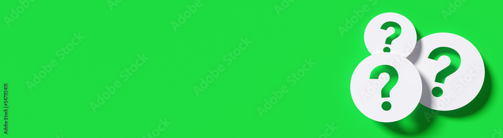 Poster question mark in front of a red color wall background. business support concept - 3d rendering.