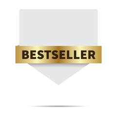 Best seller banner, text on gold ribbon, white banner background