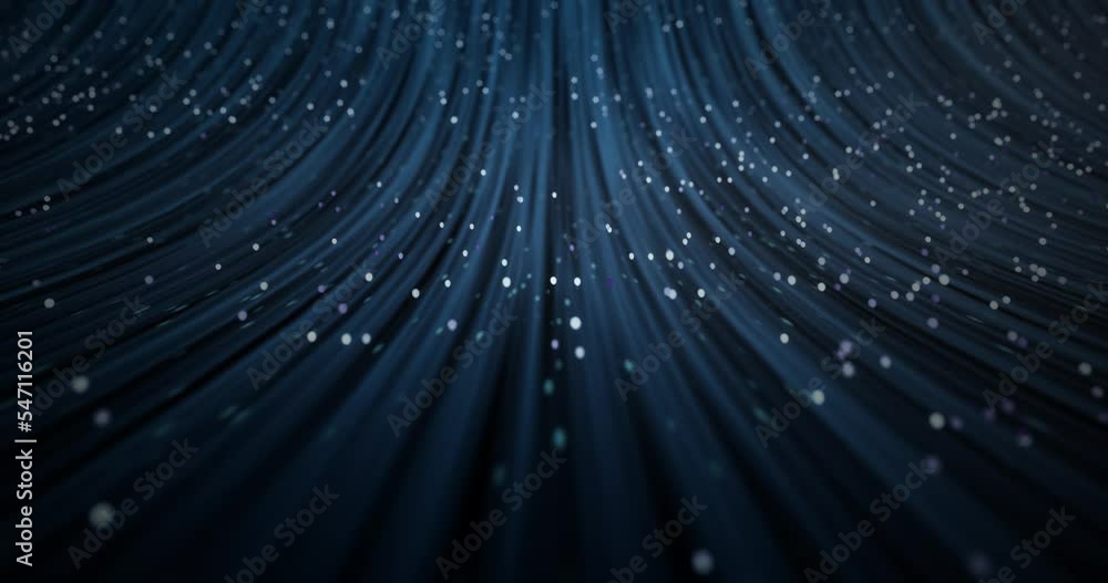 Poster 3d animation, abstract glowing line background with dark blue lines and particle go up dark blue and