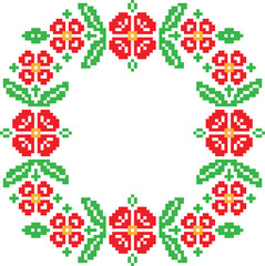 Floral Pixel art vector illustration. Flowers image or clip art.