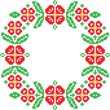 Floral Pixel art vector illustration. Flowers image or clip art.