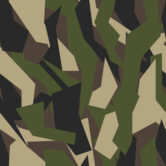 Camouflage texture seamless pattern from rectangular shapes. Abstract modern military camouflage background for fabric and textile print