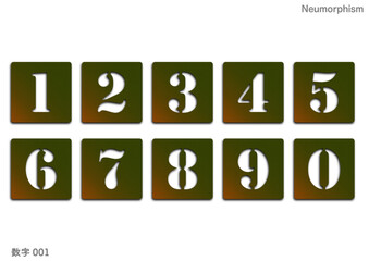 数字の形で型抜きされているインフォグラフィック素材。番号はステンシルデザイン。ミリタリー風の錆びついたカラー。