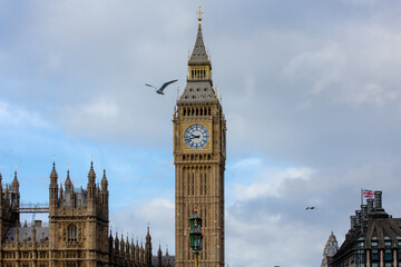 Fototapeta na wymiar The Big Ben and the Palace of Westiminster in London, England