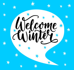 Welcome winter. Design vector card on pastel background. New year concept. Sketch vector illustration