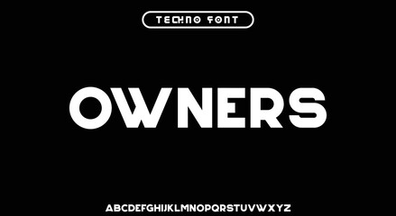 OWNERS, a modern minimalist clean alphabet font. lowercase bold typography vector illustration design