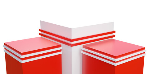 Podium box stage red and white 3d render