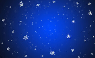 Snow blue background. Christmas snowy winter design. Blurred background