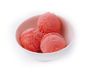 Scoops of Homemade strawberry ice cream