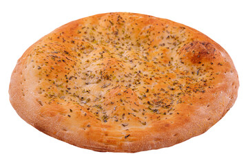 Italian focaccia bread isolated on white