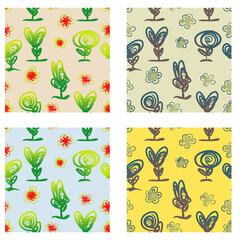 flower and plantation semaless pattern illustration