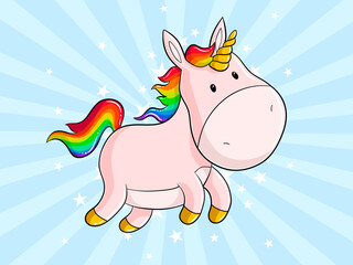 Regenbogen Comic Einhorn