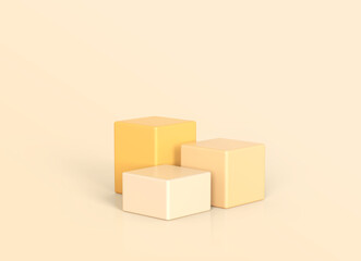 Wooden cylinder podium for promotion product display, Minimal scene with podium for products showcase, product presentation, mock up, cosmetic product show, stage pedestal 3D Rendering.