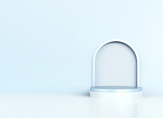 Pastel color geometric cylinder podium for promotion product display, Minimal scene with podium for products showcase, product presentation, cosmetic product show, stage pedestal 3D Rendering.