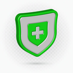 Realistic shield medical icon, immune system sign, Hospital medication health.