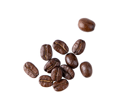 Roasted coffee beans isolated on transparent png