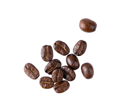 Roasted coffee beans isolated on transparent png