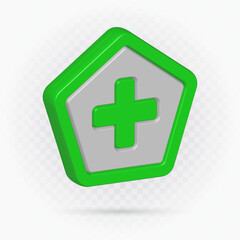 Realistic pentagon medical icon, immune system sign, Hospital medication health.